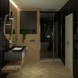 Projekt nowoczesnej, ekskluzywnej łazienki we Wrocławiu. 
