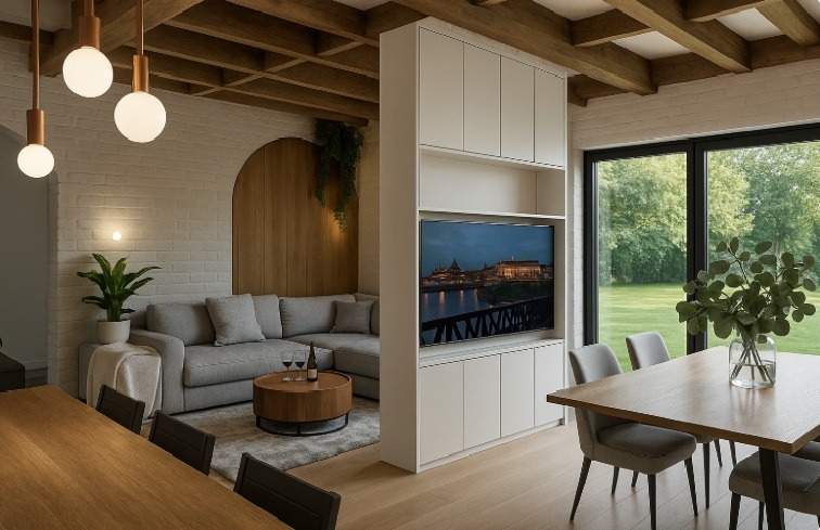 Projekt nowoczesnego salonu w starym budownictwie