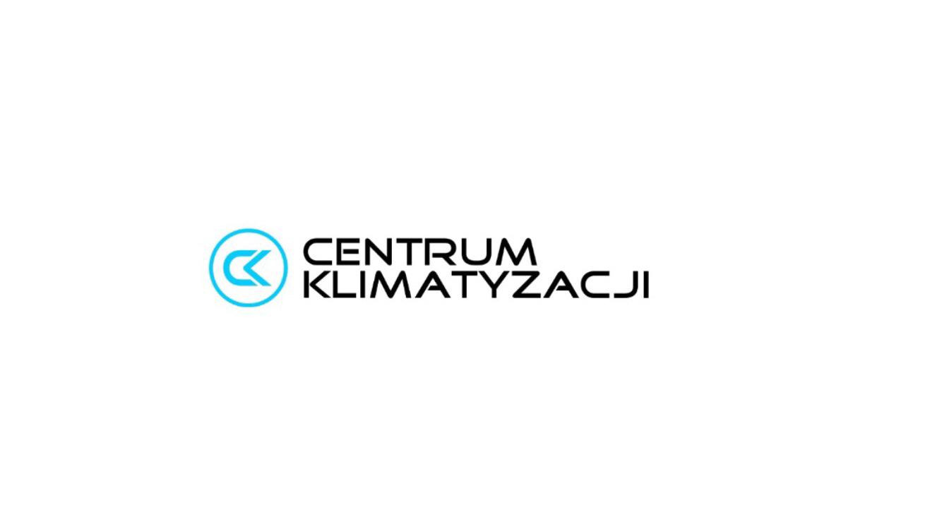 Logo firmy Centrum Klimatyzacji z charakterystycznym niebieskim symbolem w okręgu po lewej stronie nazwy.