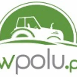 Zielone logo firmy z sylwetką traktora i adresem strony internetowej wpolu.pl.
