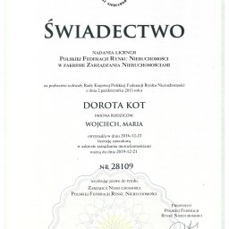 Świadectwo nadania Licencji Polskiej Federacji Rynku Nieruchomości w zakresie Zarządzania Nieruchomości