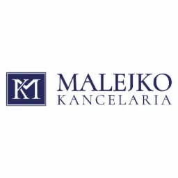 Logo kancelarii prawnej Malejko, z inicjałami KM w granatowym kwadracie i napisem Malejko Kancelaria w granatowej czcionce.
