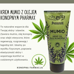 Krem Mumio z olejem konopnym to naturalny kosmetyk stworzony z myślą o codziennej pielęgnacji skóry. Jego unikalna formuła łączy ekstrakt z mumio, olej konopny i olejki eteryczne, które wspomagają regenerację i nawilżenie skóry,