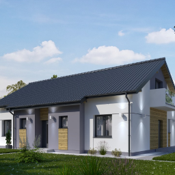 Projekt elewacji domu jednorodzinnego i ogrodzenia - Zacharzew