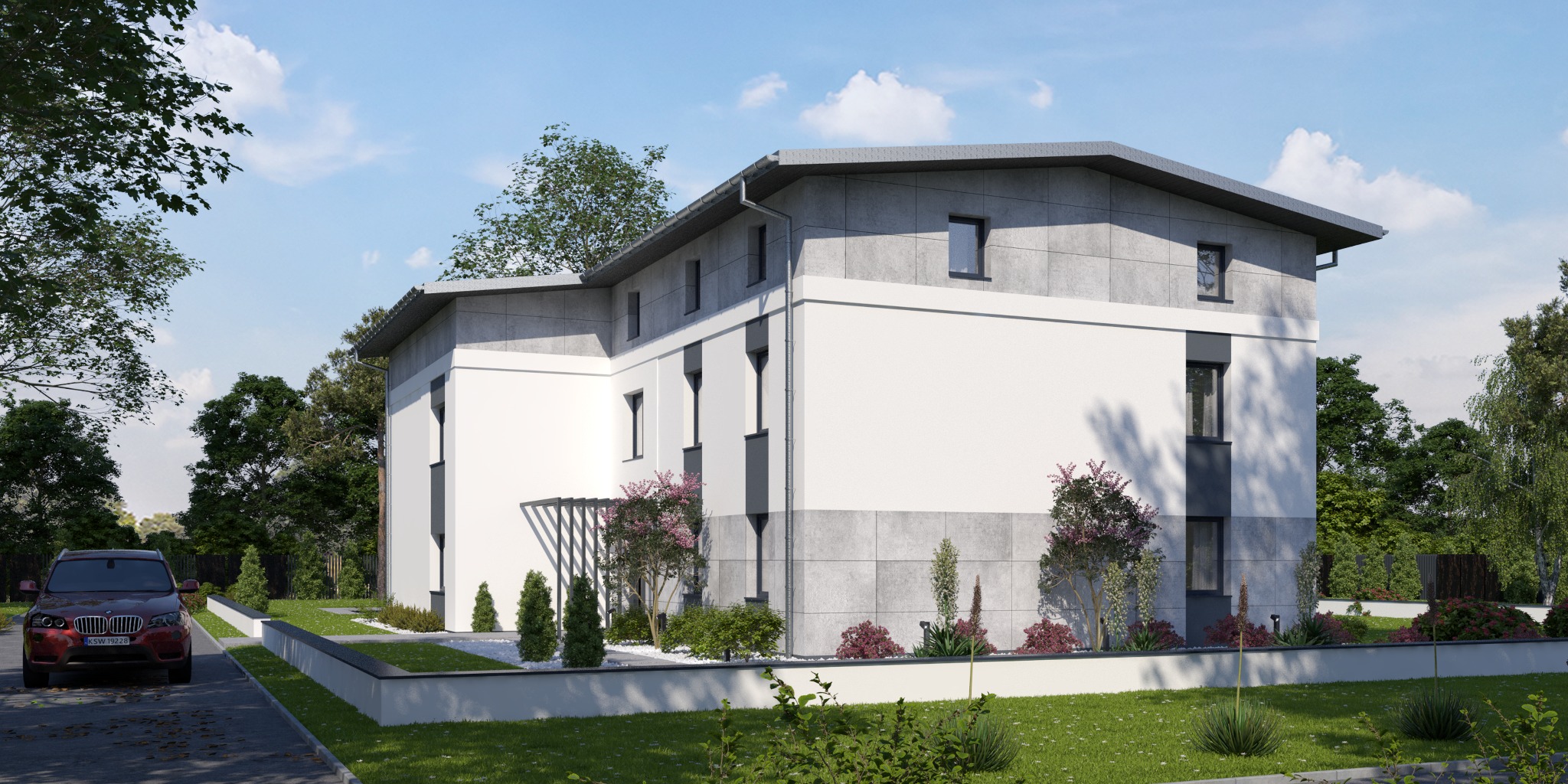 Wizualizacje elewacji domu wielorodzinnego