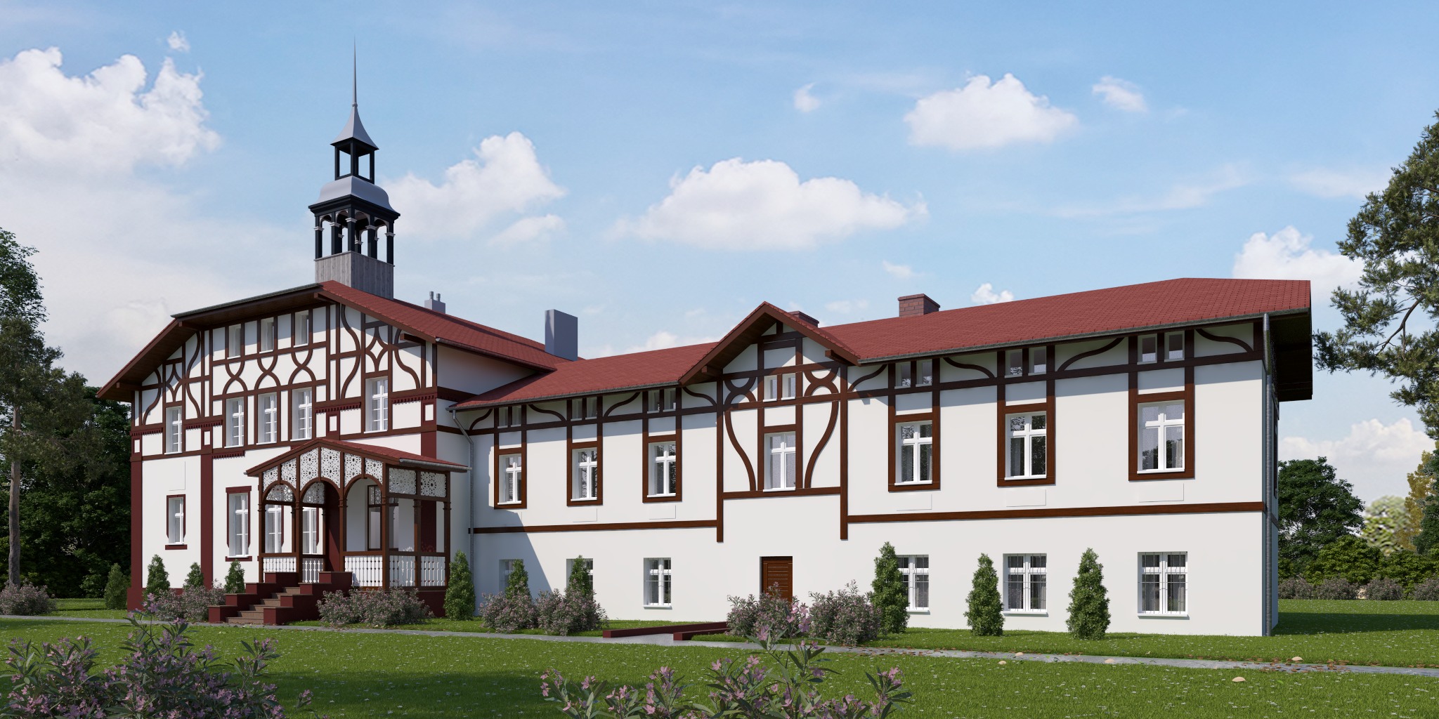 Wizualizacje zabytkowego dworku w m. Chruścina