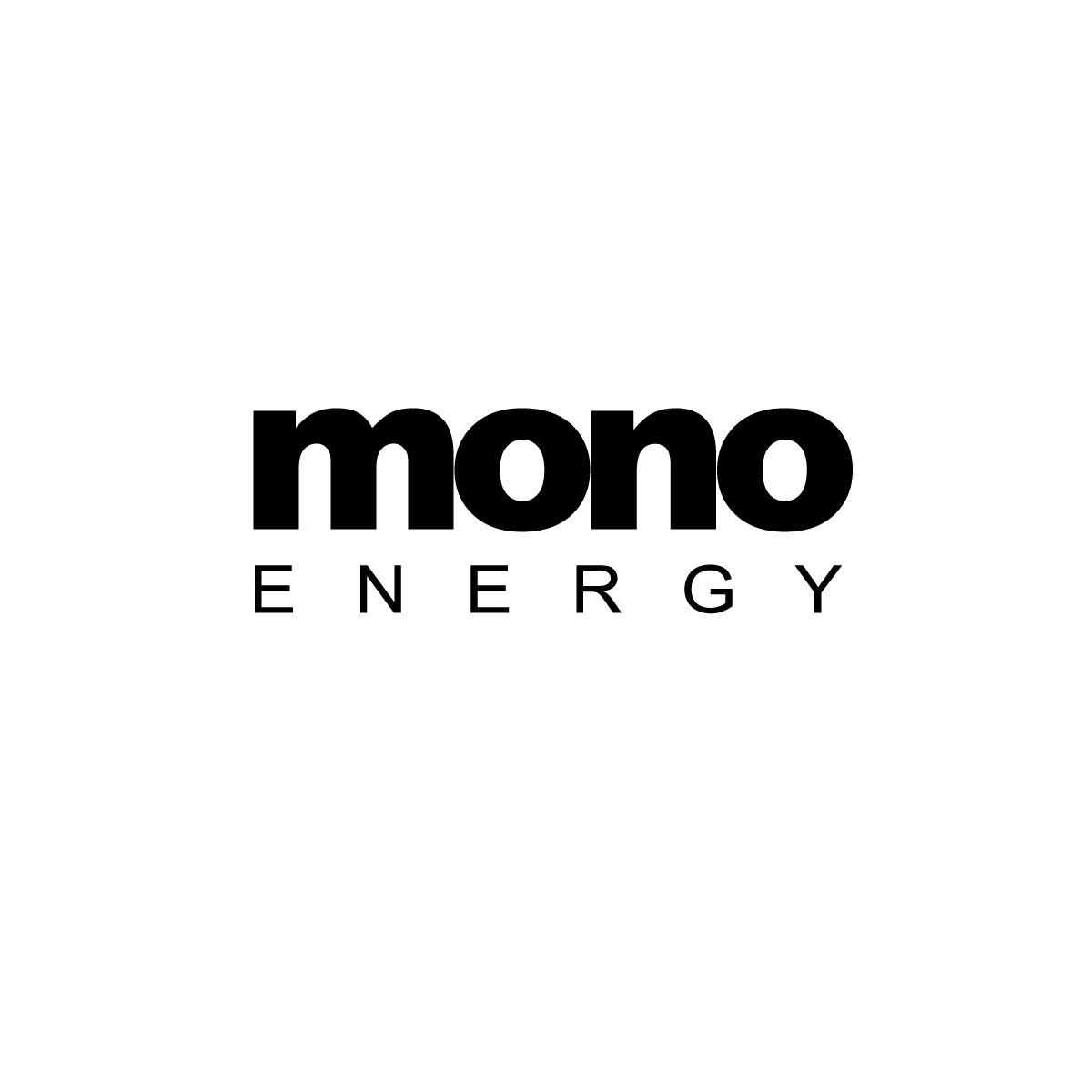 Czarno-białe logo firmy Mono Energy na białym tle.