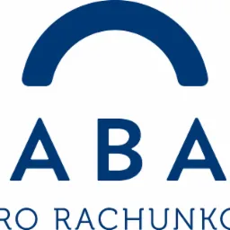 Logo firmy 'RABAT Biuro Rachunkowe' w kolorze granatowym, z symbolem łuku powyżej nazwy.