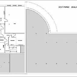 Rzut piwnicy w skali 1:100, przedstawiający plan pomieszczeń z zaznaczonymi ścianami, drzwiami i oknami. Projekt budowlany Domu Weselnego z pokojami.