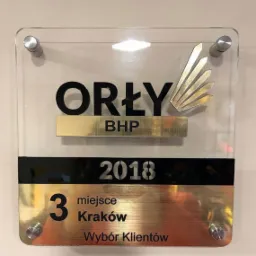 Za dotychczasową działalność Firmy dzięki zaufaniu Klientów otrzymaliśmy wyróżnienie w zestawieniu Orły BHP i PPOŻ.