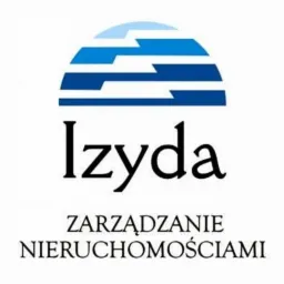 Logo firmy Izyda Zarządzanie Nieruchomościami z graficznym symbolem w odcieniach niebieskiego nad nazwą.