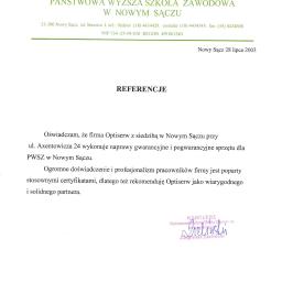 Referencje - Państwowa Wyższa Szkoła Zawodowa w Nowym Sączu