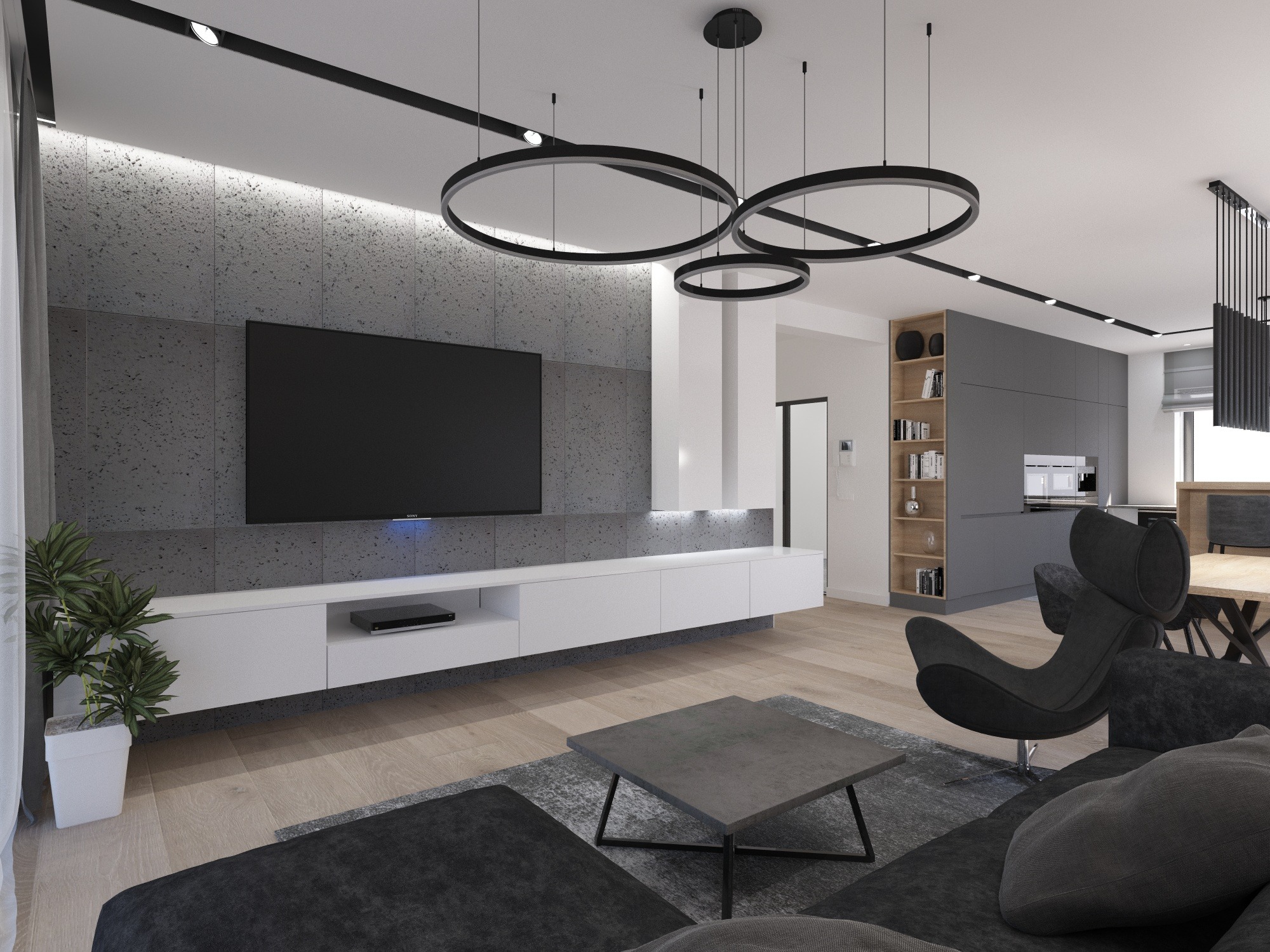 Projekt wnętrza w odcieniach szarości