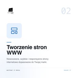 WhiteHat IT Media - Minimalistyczna grafika z ikoną symbolizującą stronę internetową i hasłem 'Tworzenie stron WWW', promująca nowoczesne i responsywne witryny. W tle subtelny wzór kropek.