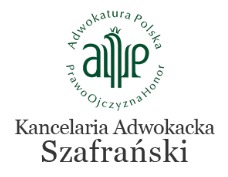 Logo Kancelarii Adwokackiej Szafrański z symbolem Adwokatury Polskiej w kolorze zielonym.
