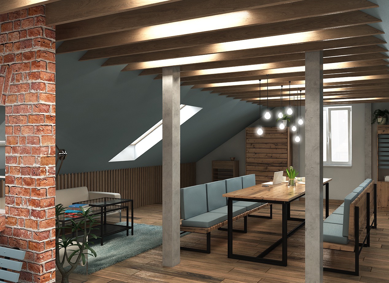 Salon w stylu industrialnym