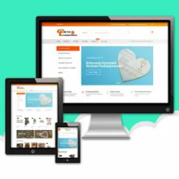 Responsywny układ strony internetowej cietelaserem.pl, wyświetlany na monitorze, tablecie i smartfonie, prezentujący dekoracje i upominki.