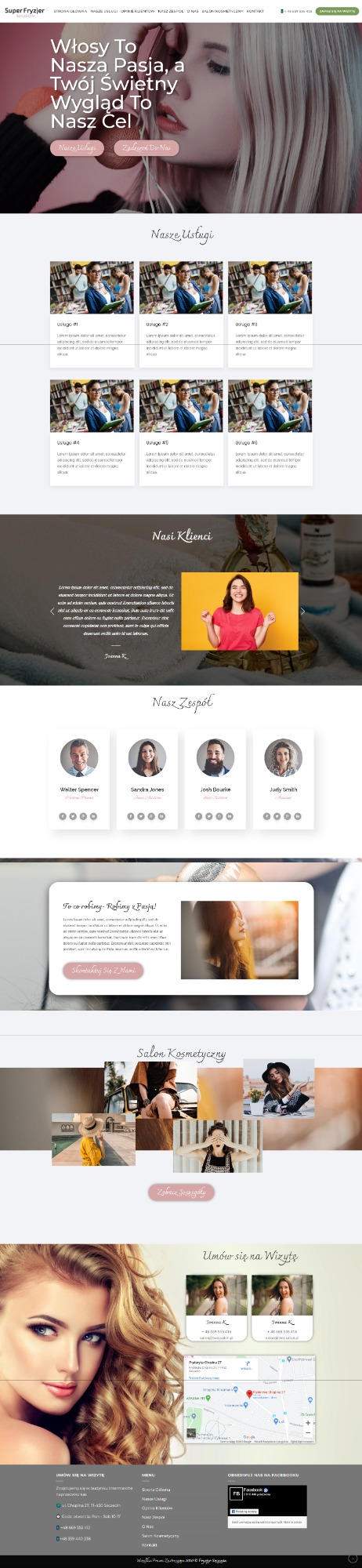 Prototyp strony salonu fryzjerskiego