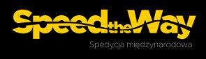Żółto-czarne logo 'Speed the Way' z dopiskiem 'Spedycja międzynarodowa' poniżej.