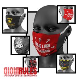 Oryginalne, sportowe maski na twarz wielokrotnego użytku dowolnie personalizowane i brandowane marki „Rigid Rules” - na siłownię, do biegania, na trening, czy codziennego użytkowania. Rozmiar uniwersalny. 