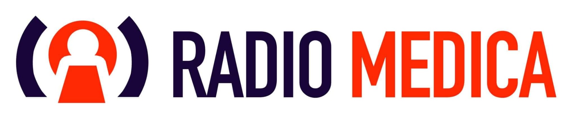 Logo firmy Radiomedica.pl, z symbolem osoby w okręgu i napisem Radiomedica w kolorach granatowym i czerwonym.