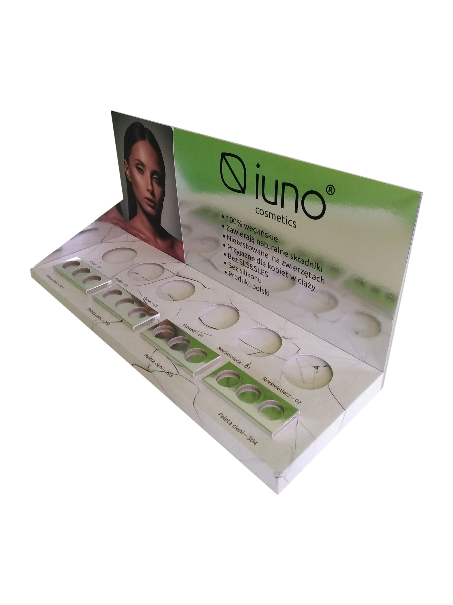 Ekspozytor na pudry i cienie.