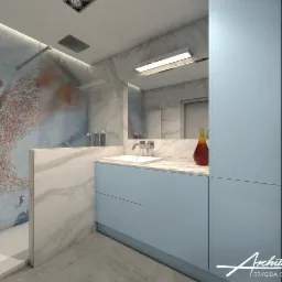 Projekt Wnętrz - Mieszkanie nad morzem - łazienka; Inwestor: Prywatny