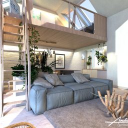 Dom jednorodzinny, kompaktowy o powierzchni użytkowej 80 m2. Bryła na rzucie prostokąta przykryta dwuspadowym dachem. 
Wnętrze domu zaplanowane jest tak, aby skupiać życie rodzinne w otwartej przestrzeni salonu z antresolą. 
