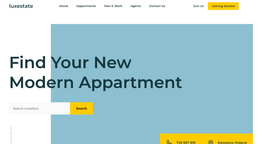 Strona internetowa JAMstack - Luxestate