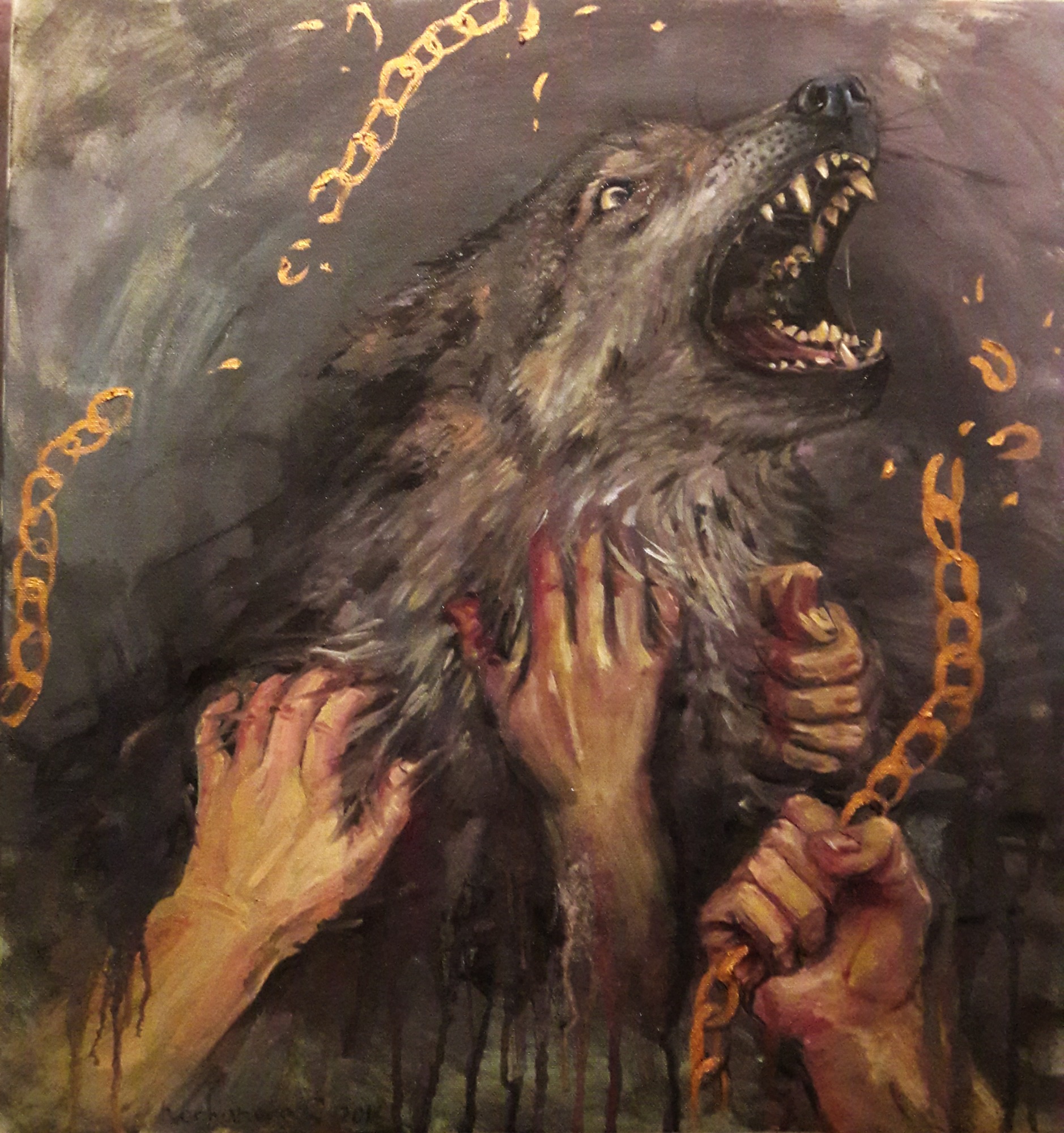 Obraz olejny 50/50 'Oblawa'