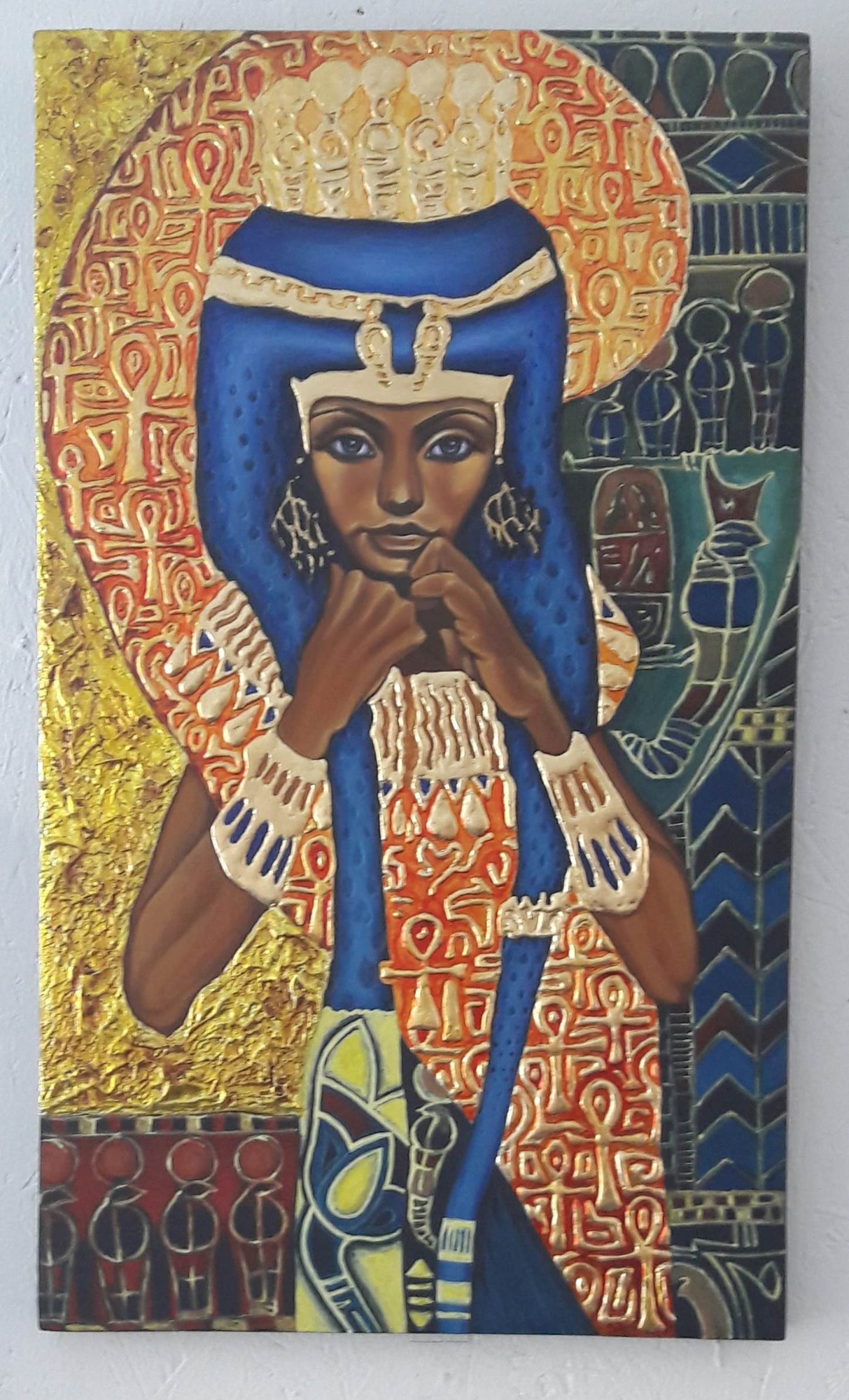 techniki pozwotnicze -obraz na podobrazie drewnianym, imitacija ikony. 30/45