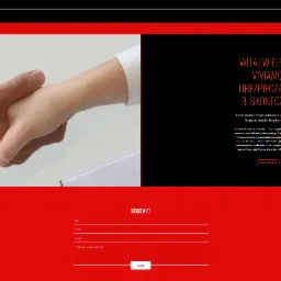 Uścisk dłoni na tle strony internetowej firmy ubezpieczeniowej Viviamo Ubezpieczamy B. Skoneczny, z widocznym formularzem kontaktowym i nagłówkiem strony.