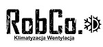 Logo firmy RobCo. z tekstem 'Klimatyzacja Wentylacja' i symbolem słońca/śnieżynki.