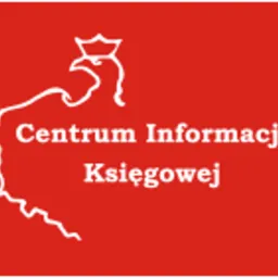 Logo Centrum Informacji Księgowej na czerwonym tle, przedstawiające stylizowany kontur Polski z orłem w koronie.