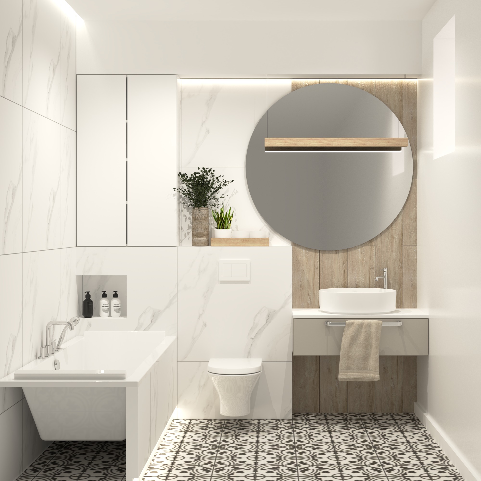 Projekt małej łazienki - dom jednorodzinny 01