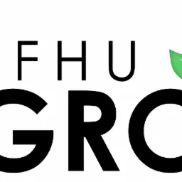 Logo firmy FHU AGROS z zielonymi liśćmi, czarny napis na białym tle.