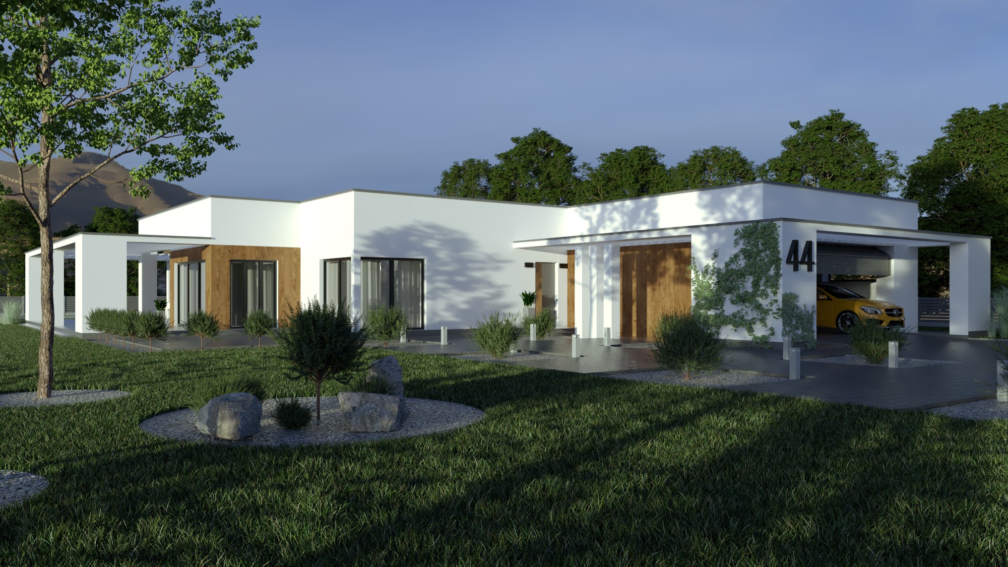 Wizualizacja domu jednorodzinnego.