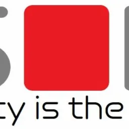 Logo firmy SIB z hasłem 'safety is the basis', szare litery 'S' i 'B' obok czerwonego kwadratu.