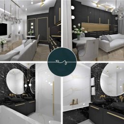 Czerń i złoto - eleganckie mieszkanie w stylu glamour