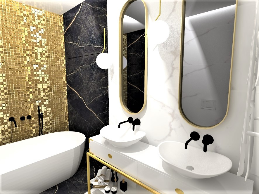 Zjawiskowa łazienka w stylu glamour.