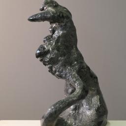 "Former wolf", rzeźba ceramiczna, glina szamotowa, szkliwo, 95x58x40 cm