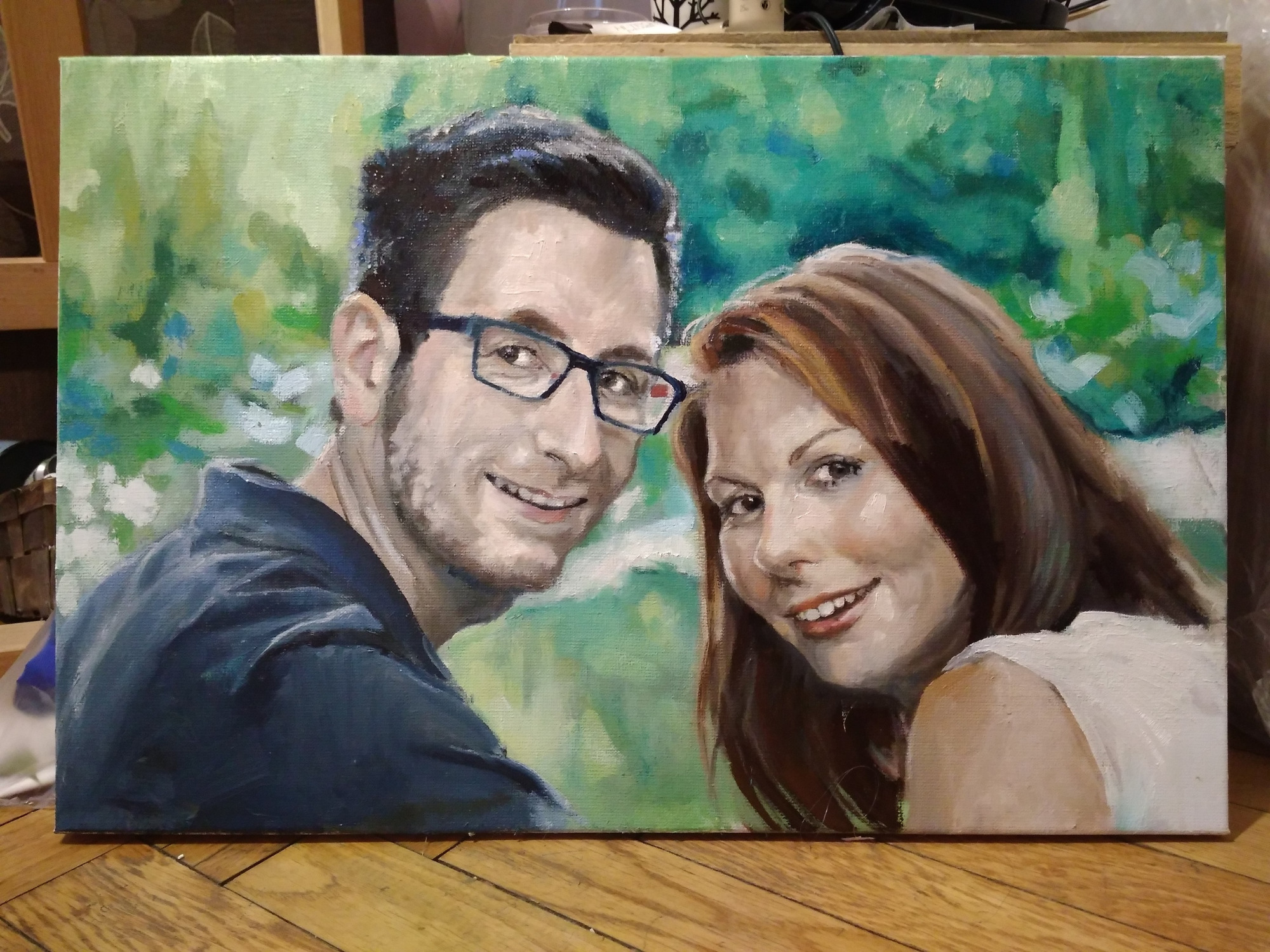 Portret pary, olej, płótno