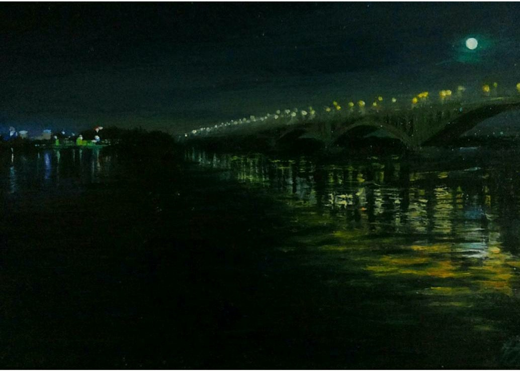 Yenisei Nocturne, olej, płótno, 30x20 cm