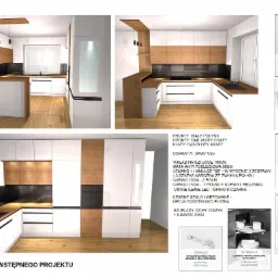 Przykład Wstępnego Projektu Aranżacji Kuchni z Proponowanymi Rozwiązaniami Materiałowymi.