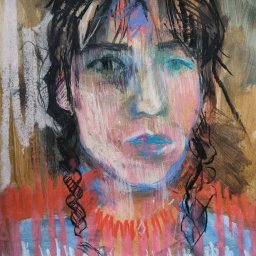 Portret A3 akryl i suche pastele 