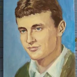 Portret na zamówienie. Obraz olejny na płycie 50x40 cm.