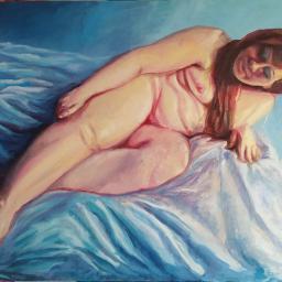 Naga kobieta. Format 100x80 cm. Obraz olejny. 