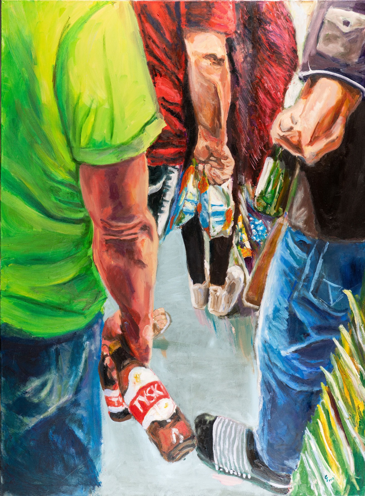 Kolejka w Żabce. Obraz olejny 120x90 cm.