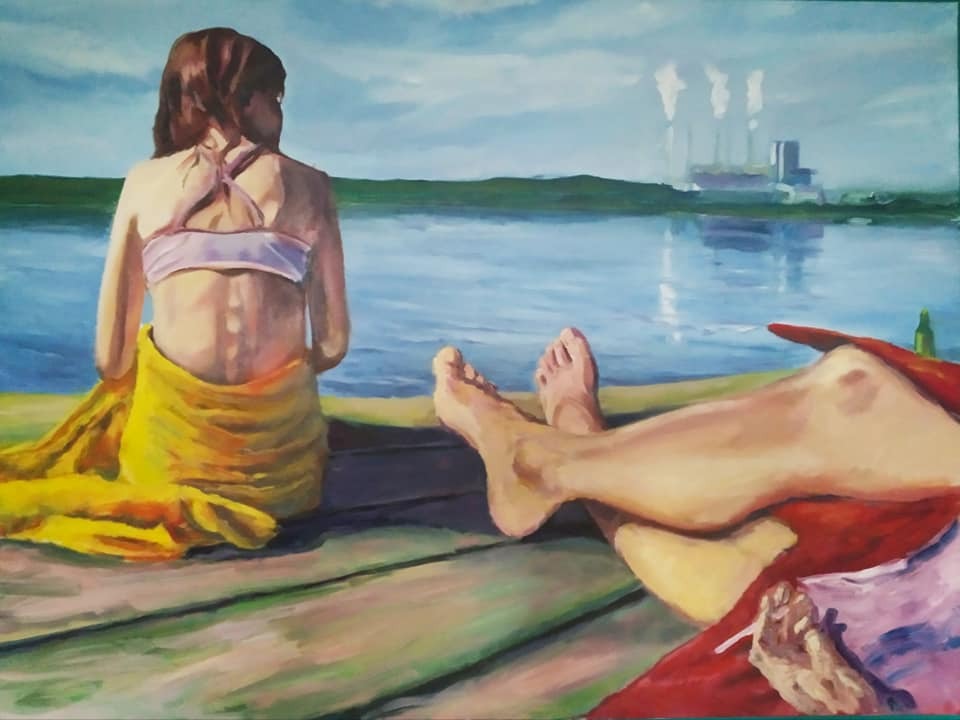 Wakacje w Koninie. 120x90 cm. Obraz olejny.