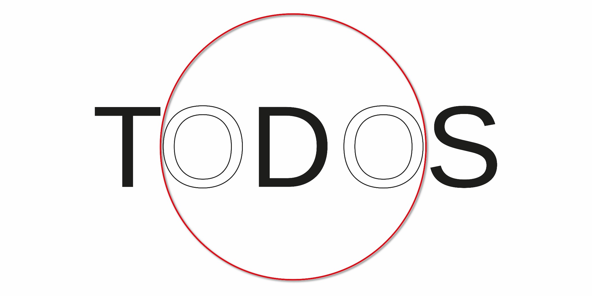 Logo firmy ochroniarskiej TODOS z czarnym napisem i czerwonym okręgiem na białym tle.